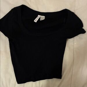 H&M Black Ribbed Crop Top